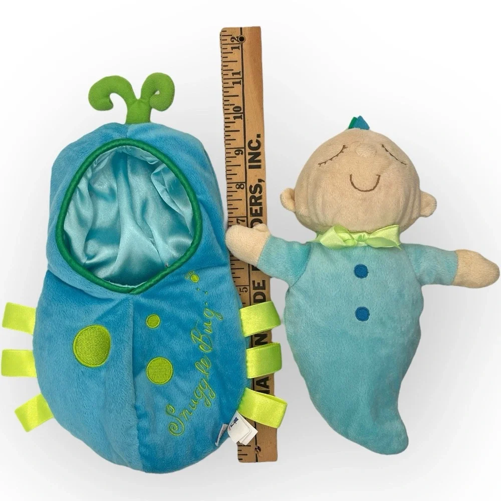 Manhattan Toy Snuggle Bug Blue Soft Plush Baby Doll & Pea Pod Set Stuffed Animal